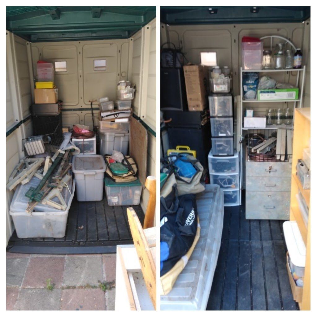 Small shed storage before and after